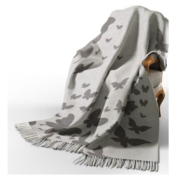 

Плед хлопковый Love you. Бабочки бело-серый-140х200