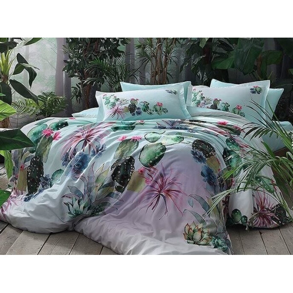 

Постельное белье TAC. Digital Satin Cactus yesil V01-Евро