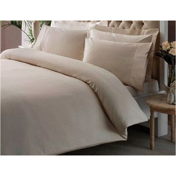 

Постельное белье Tac. Premium Basic Stripe Cremе King Size-Евро