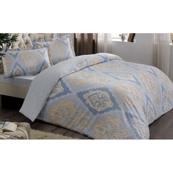 

Постельное белье TAC. Satin Vales Blue (простынь на резинке)-1,5-спальный