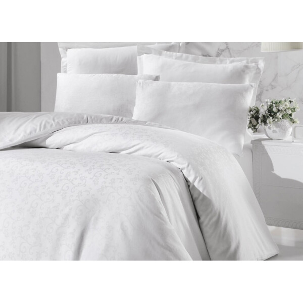 

Постельное белье Victoria. Jacquard Sateen RIMMA белое -Евро