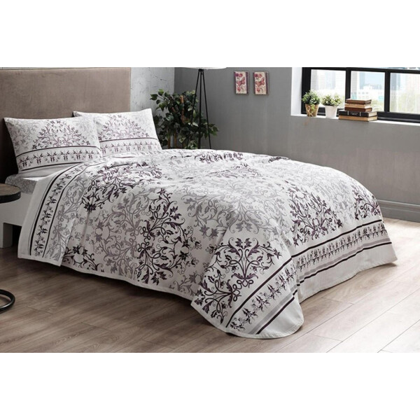 Постельное белье с вафельным покрывалом TAC. Valencia V03 mor-Полуторный