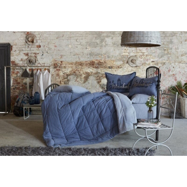 

Постельное белье с одеялом Karaca Home. Istanbul indigo 2019-2-Евро