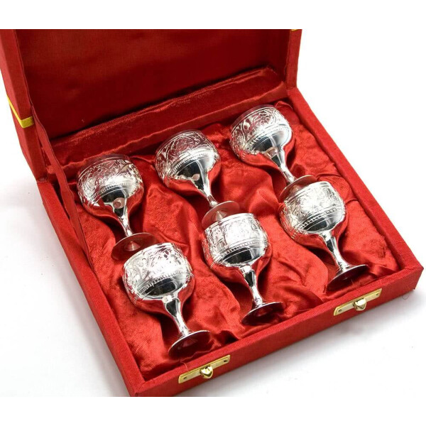 

Рюмки Бронзовые Посеребренные (Н-Р 6 Шт/30Мл.) (H-5,5) (18,5Х15,5Х5,5 См) 25802