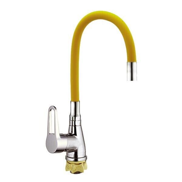 

Смеситель для кухни ZERIX SOP7 146 с желтым гибким изливом (ZX2661)