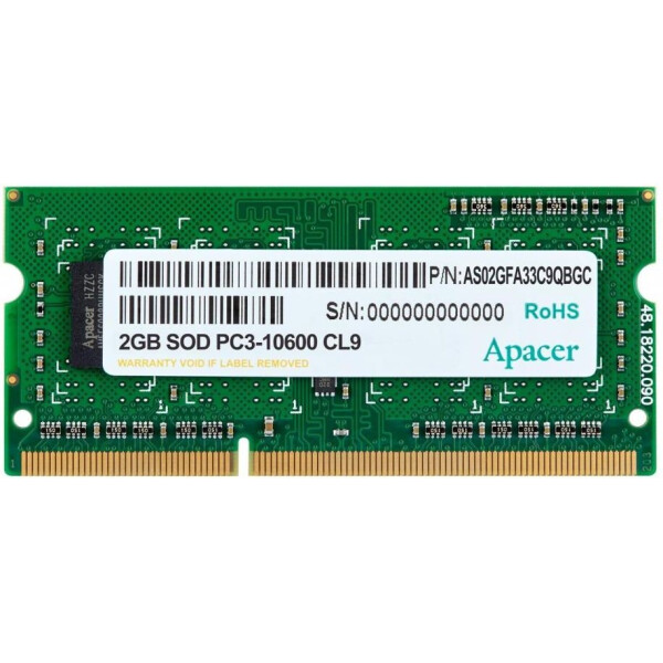 

Оперативная память Apacer 2 GB SO-DIMM DDR3L 1333 MHz (DS.02G2J.H9M)