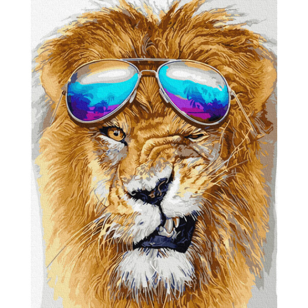 

Картина по номерам. Rainbow Art "Модный лев" GX28170-RA