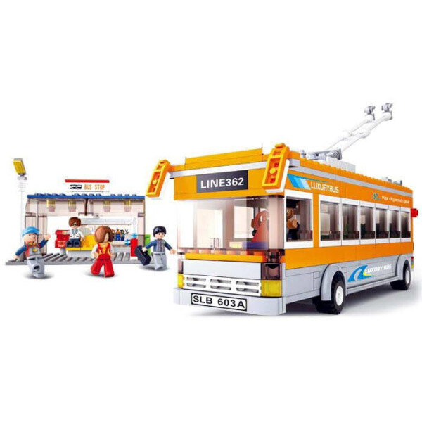 

Конструктор SLUBAN M38 B0332 троллейбус, остановка, фигурки 5шт, 465 дет,