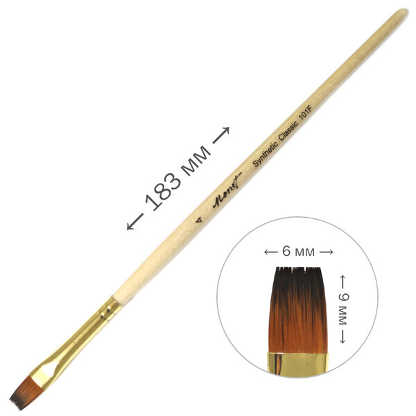 

Кисть профессиональная синтетическая Monet 101F плоская №4 (M101F4)