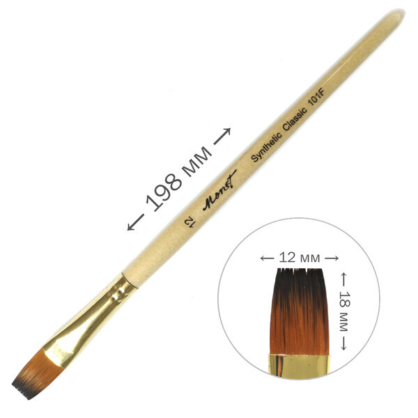 

Кисть профессиональная синтетическая Monet 101F плоская №12 (M101F12)