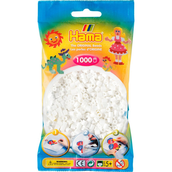 

Термомозаика HAMA Набор белых бусин 1000шт, Midi 5+ (207-01)