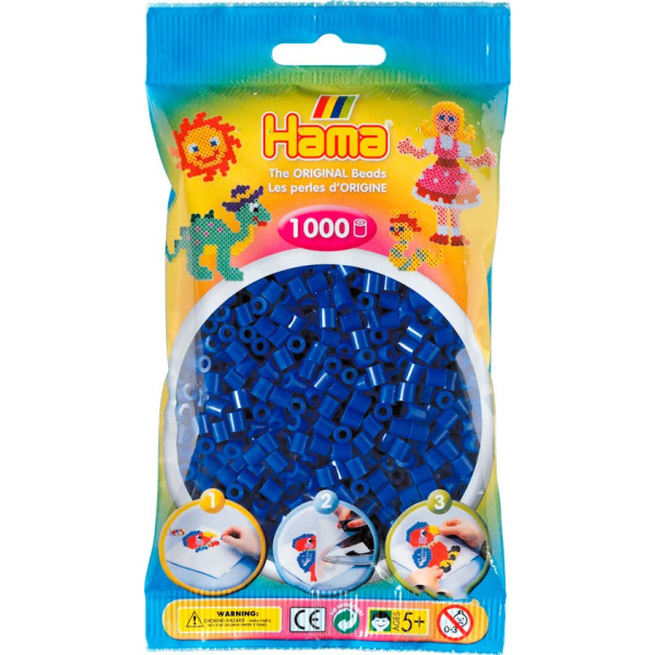 

Термомозаика HAMA Набор синих бусин 1000 шт, Midi 5+ (207-08)