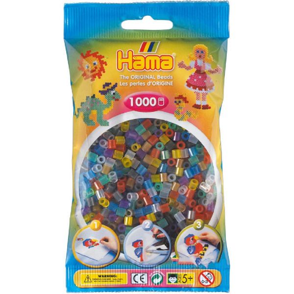 

Термомозаика HAMA Набор цветных бусин 1000 шт, 6 полупрозрачных цветов, MIDI 5+ (207-53)