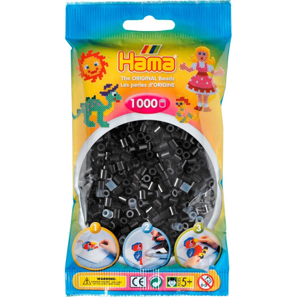 

Термомозаика HAMA Набор черных бусин 1000шт Midi 5+ (207-18)