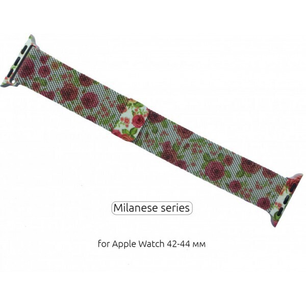 Акция на Браслет Ремешок Milanese Loop для смарт-часов Apple Watch 42-44 мм Flowers Rose (Цветы Розы) от Allo UA