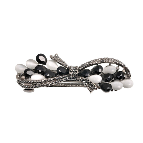 

Заколка-автомат "Black and white stones" (041421)