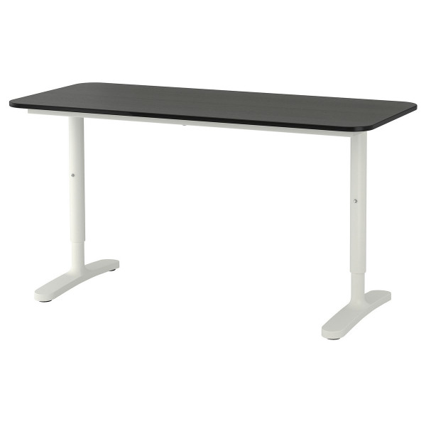 

IKEA BEKANT 140x60 см черный ясень белые ножки (692.826.72)