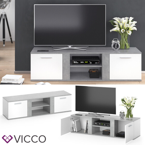 

Тумба под телевизор Vicco Novelli, 155x41, цвет белый, бетон