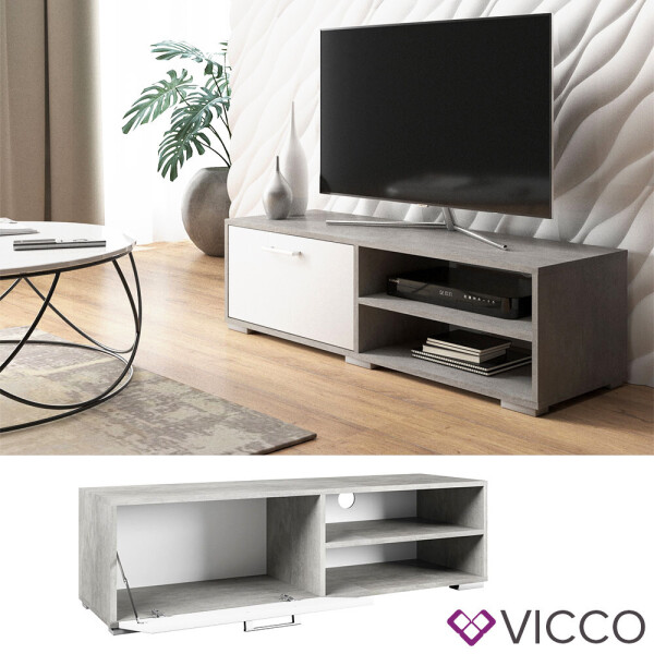 

Vicco тумба под телевизор Kamilla, 120x34, цвет белый, бетон