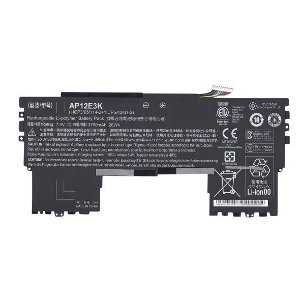 

Оригинальная аккумуляторная батарея для ноутбука Acer AP12E3K Aspire S7-191 7.4V Black 3790mAhr 28Wh