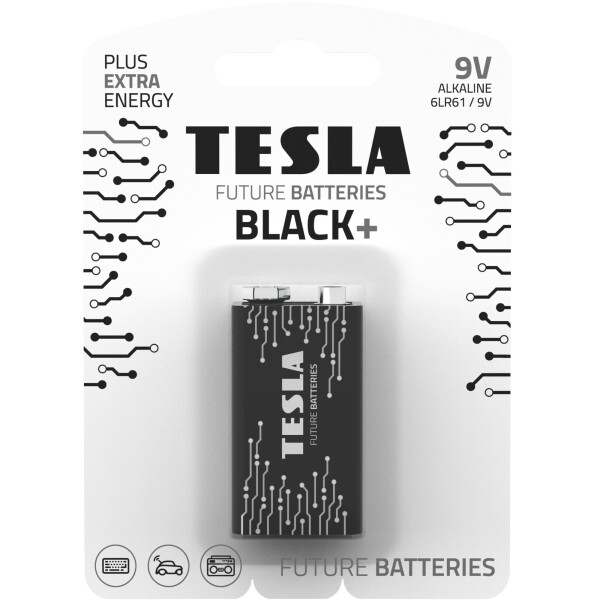 

Щелочные батарейки TESLA 9V BLACK+ (6LR61)