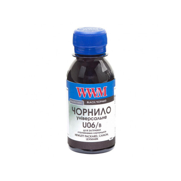 

Чернила WWM (U06/B-2) для Canon/HP/Lexmark 100г Black Водорастворимые универсальные