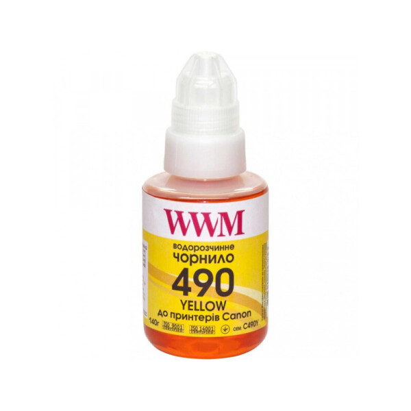 

Пигментные чернила WWM GI-490 для принтера Canon G1400/G2400/ G3400 140г Yellow (C490Y)