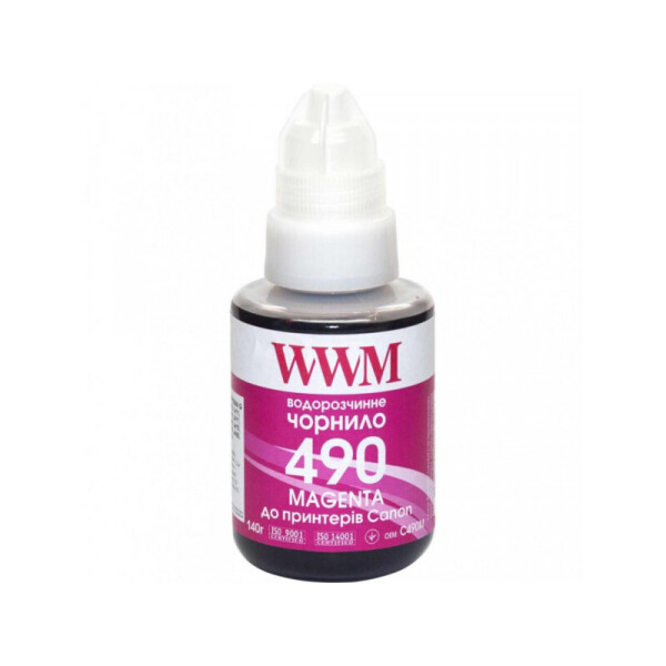 

Пигментные чернила WWM GI-490 для принтера Canon G1400/G2400/ G3400 140г Magenta (C490M)