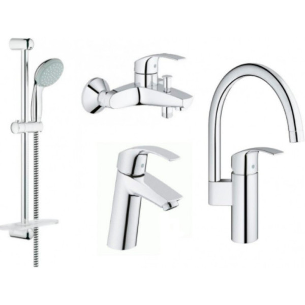 

Набор смесителей Grohe Eurosmart и душевая стойка (23324001+33300002+27926001+33202002), 123248MK