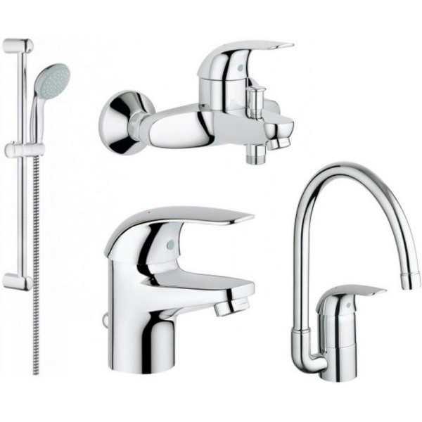 

Набор смесителей для ванной комнаты 4 в 1 Grohe Euroeco (23262000+32743000+27598001+32752000), 123242K
