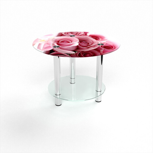 

Стол журнальный БЦ-стол Круглый с полкой Pink Roses (600 x 600 x 500)