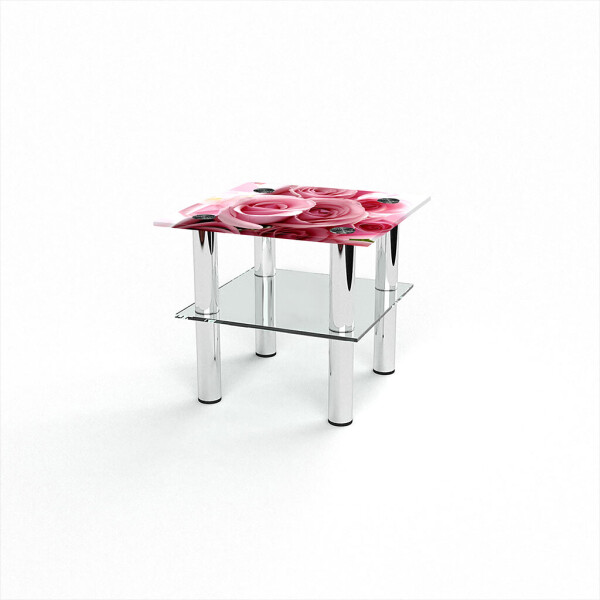 

Стол журнальный БЦ-стол Квадратный с полкой Pink Roses (500 x 500 x 450)