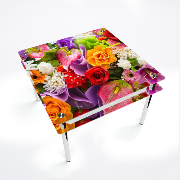 

Стол БЦ-стол Квадратный с проходящей полкой Flowers (700 x 700 x 750)