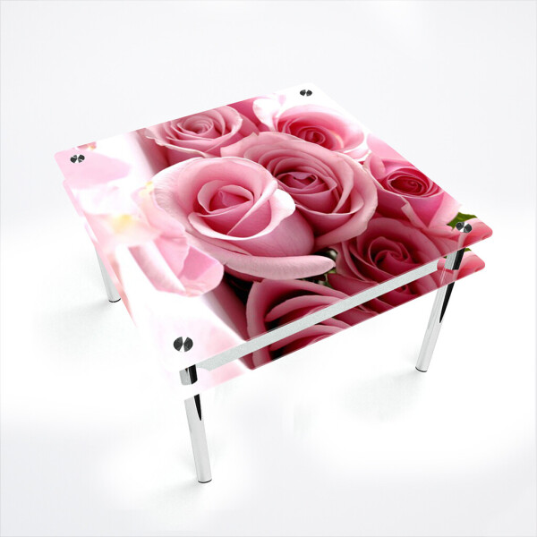 

Стол БЦ-стол Квадратный с проходящей полкой Pink Roses (1100 x 1100 x 750)