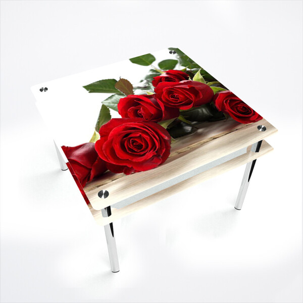 

Стол БЦ-стол Квадратный с проходящей полкой Red Roses (700 x 700 x 750)