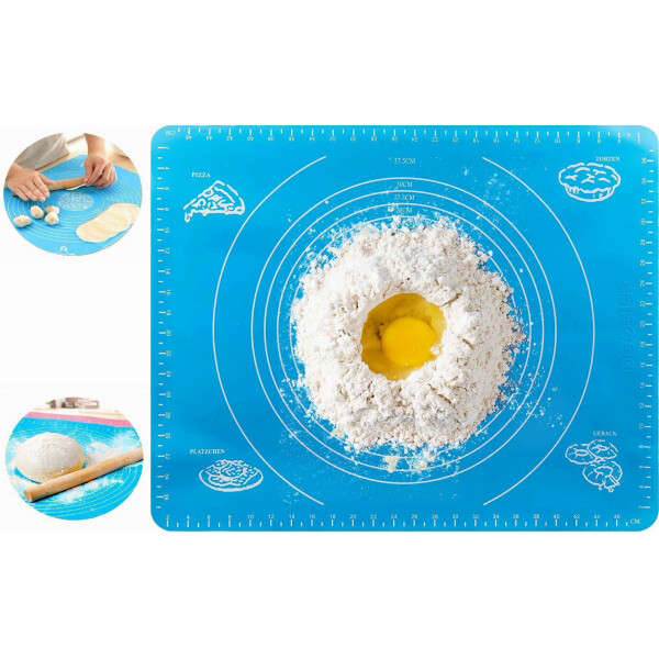 

Силиконовый антипригарный коврик для выпечки и раскатки теста 70 x 50 см (67959744546) Голубой
