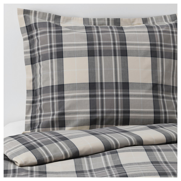 

IKEA SMALRUTA 150x200 / 50x60 см серый в клетку (604.166.90)
