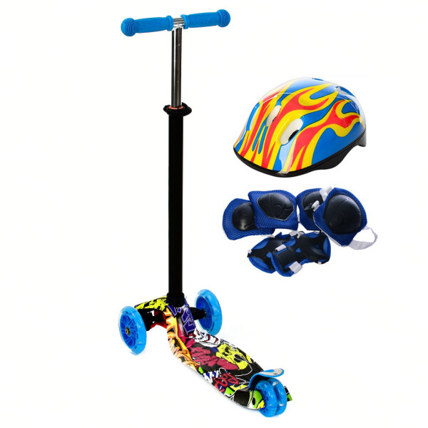 

Самокат MAXI Best Scooter 3 колеса свет 60кг Ярко-синий с шлемом и защитой 3-12 лет (6544567)