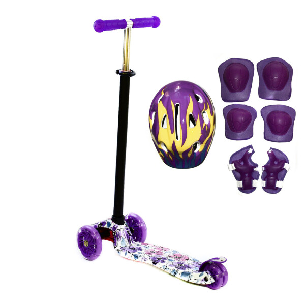

Самокат MAXI Best Scooter 3 колеса свет 60кг Фиолетовый с шлемом и защитой 3-12 лет (6544567)