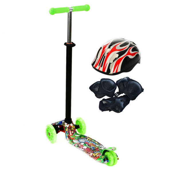 

Самокат MAXI Best Scooter 3 колеса свет 60кг Зеленый с шлемом и защитой 3-12 лет (6544567)