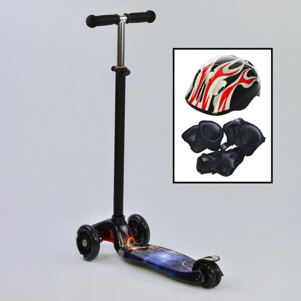 

Самокат MAXI Best Scooter 3 колеса свет 60кг Космос с шлемом и защитой 3-12 лет (6544567)