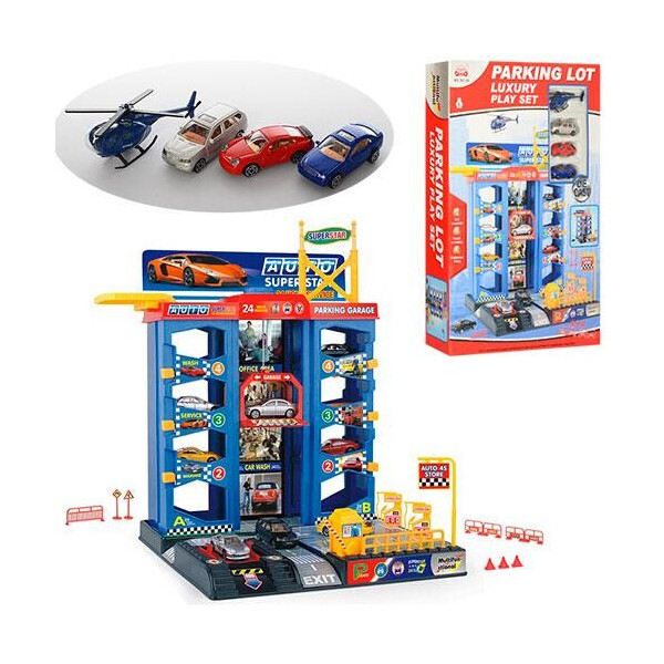 

Игровой набор Метр+ PARKING LOT Парковка 4 уровня лифт металлические машинки (92126)