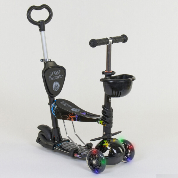 

Самокат Best Scooter 5 в 1 с сидением и родительской ручкой Черный (35110)