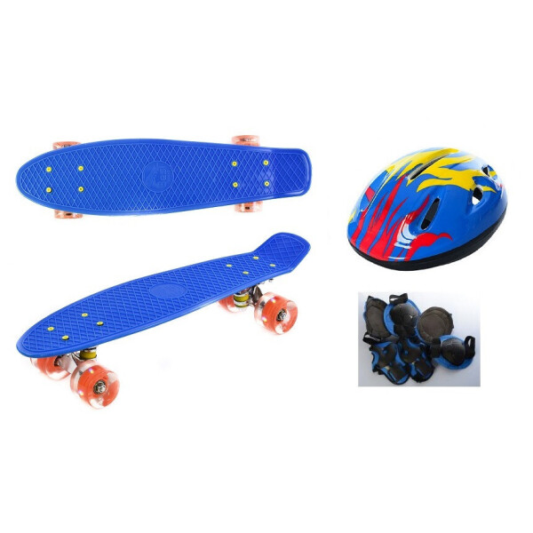

Скейт Best Penny Board LED 22 Синий Шлем + защита (2367885906)