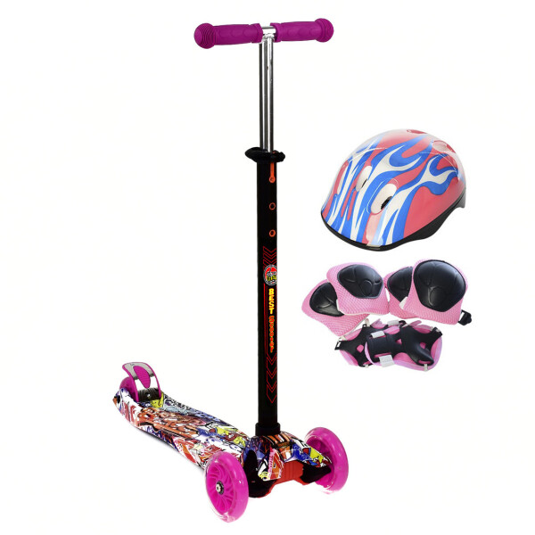 

Самокат MAXI Best Scooter 3 колеса свет 60кг Ярко-розовый с шлемом и защитой 3-12 лет (6544567)