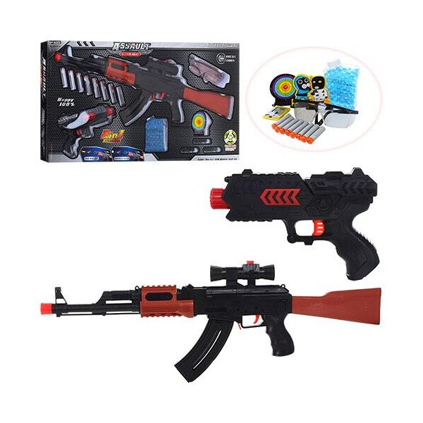

Автомат MAXLAND ENTERPRISES 2 в 1 пистолет с мягкими водными пулями + очки 67 см (AK47-4)