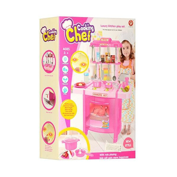 

Интерактивная кухня COOKING CHEF со звуком и светом Розовая (922-14-15)
