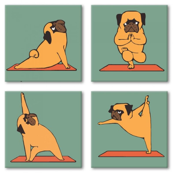 

Набор для росписи по номерам. Полиптих "Yoga-dog" 4шт 18*18 KNP012
