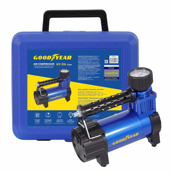 

Компрессор автомобильный одноцилиндровый GY000115 (GOODYEAR GY-35L/case)