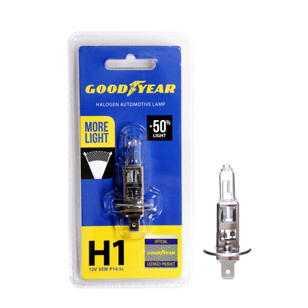 

Лампа автомобильная галогенная Goodyear H1 12V 55W P14.5s More Light (блистер)